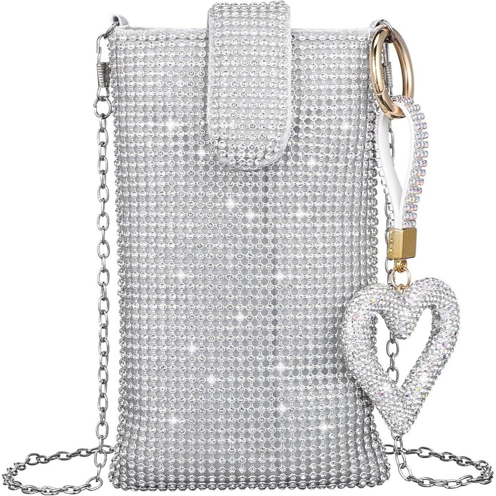 ⚡ Women's Silver Fashionable Sparkle Bling Evening Crossbody Shine Bag